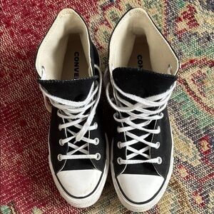 Platform Black & White Chuck High Tops Women’s Size 9